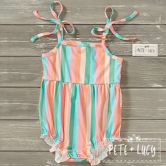 Pete and Lucy Summertime Simply Stripe Romper 9-12 mo - Picture 1 of 1